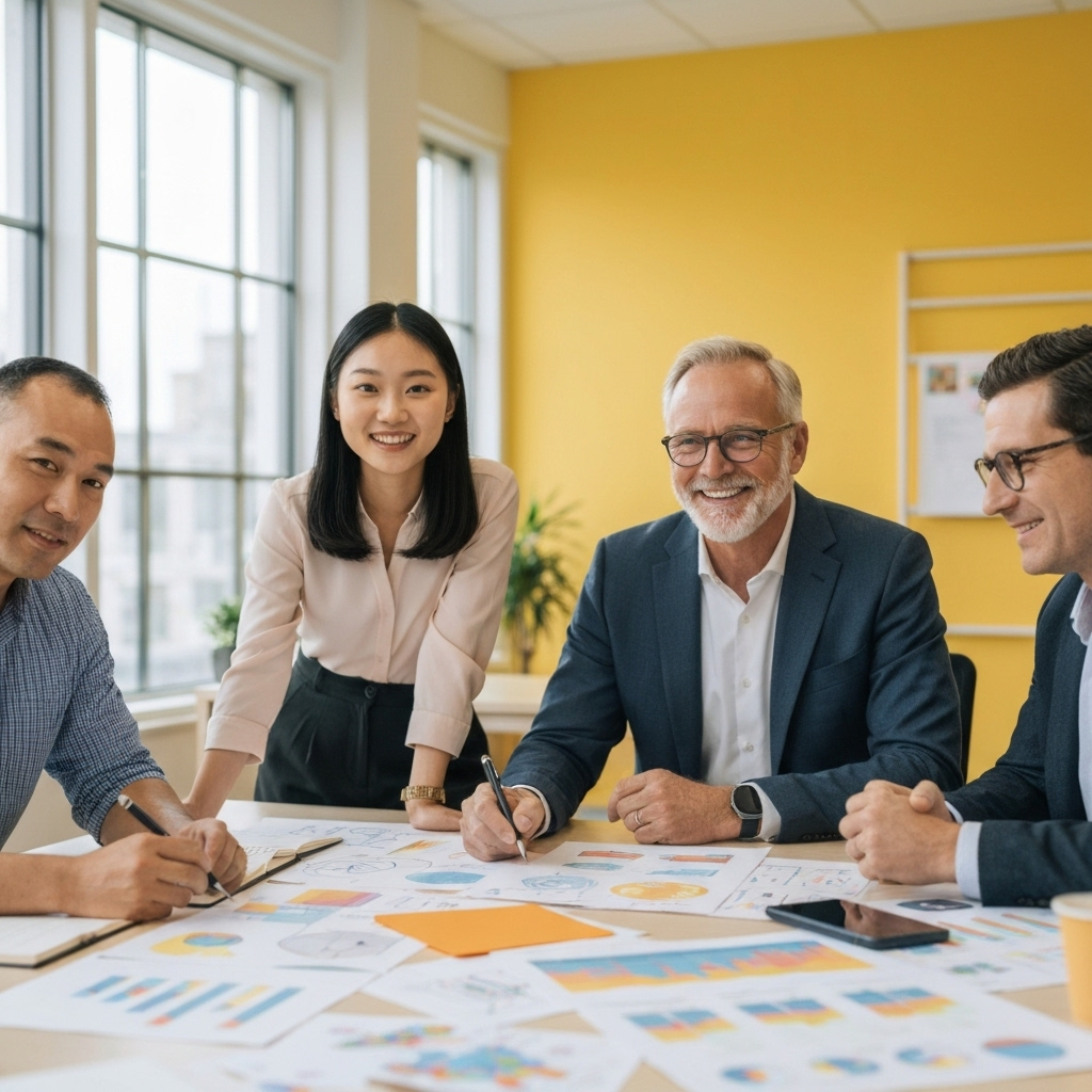 Marketing team working on branding